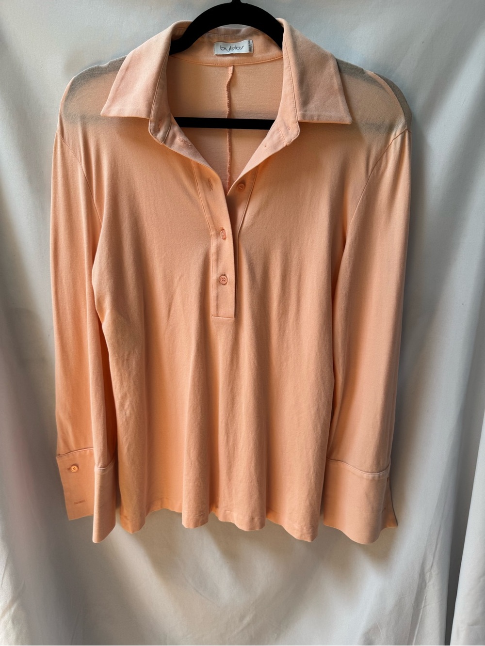 Vintage Byblos Genny Moda Pink Long-Sleeve Polo Shirt‎ Top Blouse US Size 8